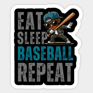 Dabbing boys sunglasses Eat Sleep Baseball Repeat girls kid gift Sticker